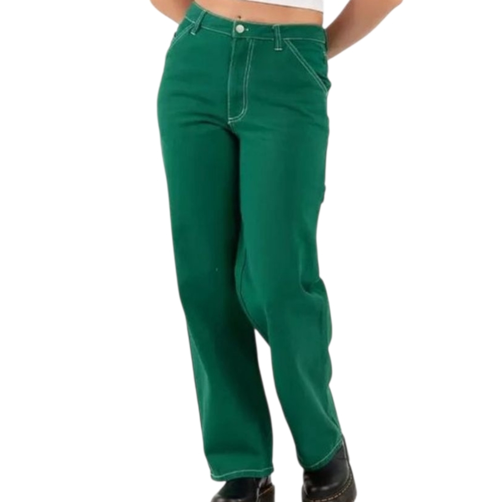 RSQ Womens High Rise Relax Carpenter Wide Leg Pants Hunter Green XXL
